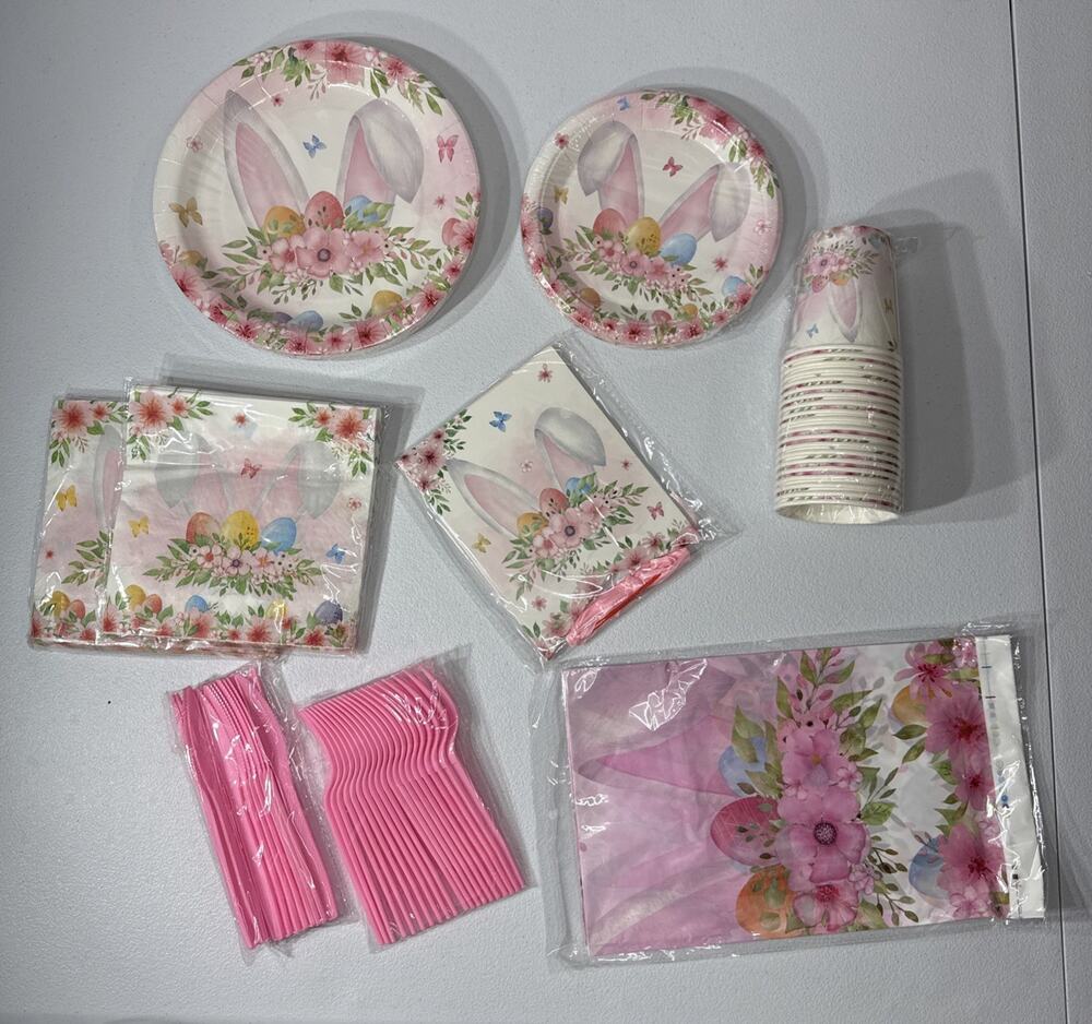 Happy Easter Table Wear Kit Pink Easter Party Supplies